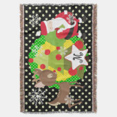 サンタとトナカイのクリスマスホリデースロー スローブランケット (正面縦)