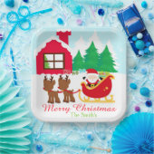 サンタとトナカイのクリスマスホリデーパーティー ペーパープレート (パーティー)