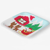 サンタとトナカイのクリスマスホリデーパーティー ペーパープレート (傾斜あり)