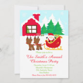 サンタとトナカイのクリスマスホリデーパーティ 招待状 (正面)