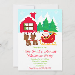 サンタとトナカイのクリスマスホリデーパーティ 招待状