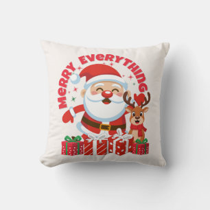 サンタとトナカイのクリスマスローンチピロー クッション