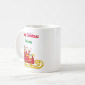 サンタとトナカイのクリスマス・ソリ 名入れ コーヒーマグカップ (正面左)
