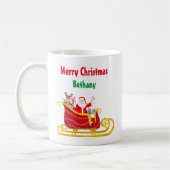 サンタとトナカイのクリスマス・ソリ 名入れ コーヒーマグカップ (左)