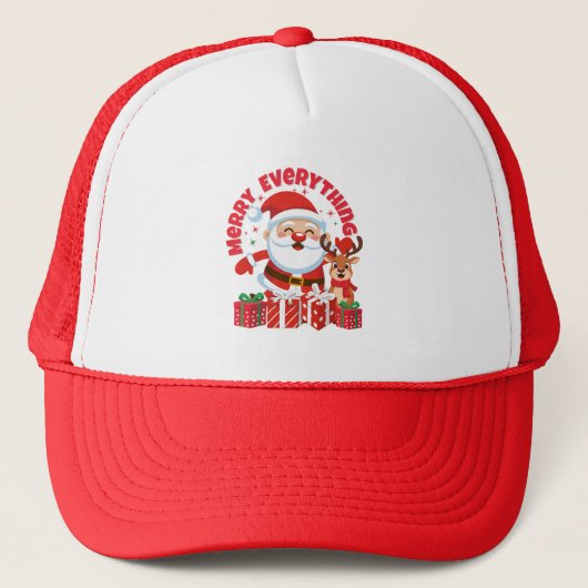 サンタとトナカイのクリスマス メリーエブリシング キャップ (正面)