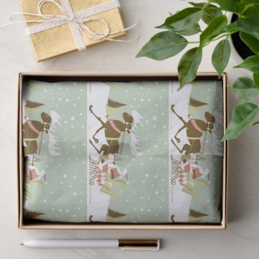 サンタとトナカイのシームレスなパターン 薄葉紙 (ギフト)