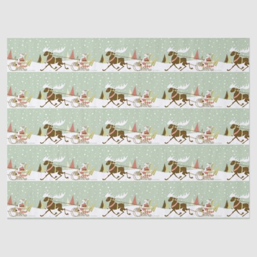 サンタとトナカイのシームレスなパターン 薄葉紙 (正面)