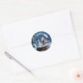 サンタとトナカイのスノーグローブ ラウンドシール (封筒)