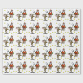 サンタとトナカイのテニスクリスマスギフトラップ ラッピングペーパー (フラット)