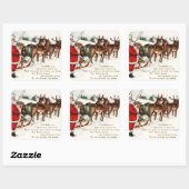 サンタとトナカイのビンテージクリスマスステッカー スクエアシール (シート)