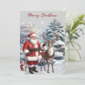 サンタとトナカイのメリークリスマスカード シーズンカード (スタンド正面)