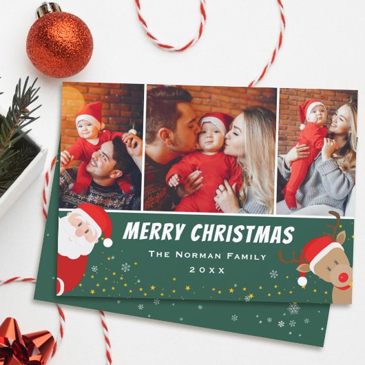 サンタとトナカイのメリークリスマス3写真 シーズンカード