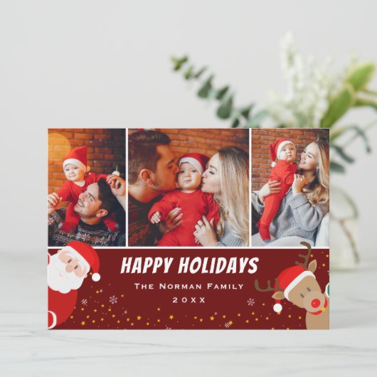 サンタとトナカイのメリークリスマス3写真 シーズンカード (スタンド正面)