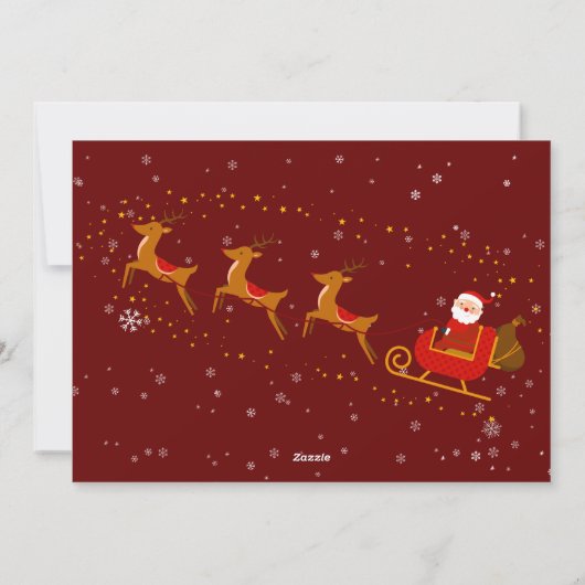 サンタとトナカイのメリークリスマス3写真 シーズンカード (裏面)