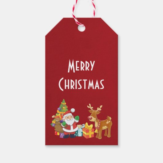 サンタとトナカイのメリークリスマス ギフトタグ (正面)