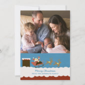 サンタとトナカイの休日のフォトカード シーズンカード (正面)