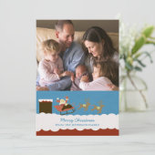 サンタとトナカイの休日のフォトカード シーズンカード (スタンド正面)