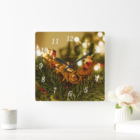 サンタとトナカイの壁時計 スクエア壁時計 (ホーム)