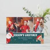 サンタとトナカイの季節の挨拶3写真 シーズンカード (スタンド正面)