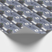 サンタとトナカイの屋根付き橋 ラッピングペーパー (角)