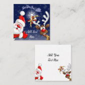 サンタとトナカイの楽しいクリスマスハッピ cartoon ノートカード (正面/裏面)