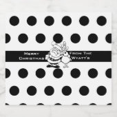 サンタとトナカイの白黒ラベル ビールラベル (シングルラベル)