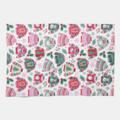 サンタとトナカイの醜いクリスマスセーター キッチンタオル (横)