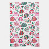 サンタとトナカイの醜いクリスマスセーター キッチンタオル (縦)