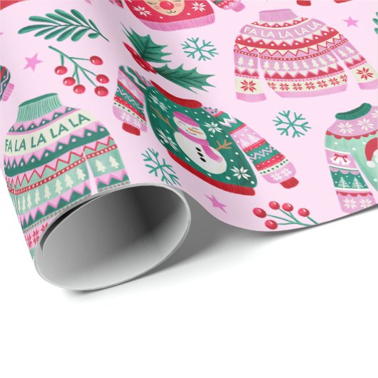 サンタとトナカイの醜いクリスマスセーター ラッピングペーパー (ロールコーナー)
