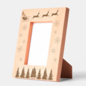 サンタとトナカイの雪片と木 レーザー彫刻フレーム (左)