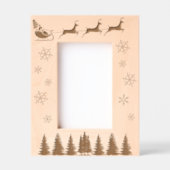 サンタとトナカイの雪片と木 レーザー彫刻フレーム (正面)