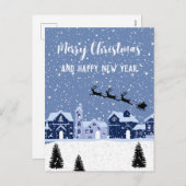 サンタとトナカイの青い雪 シーズンポストカード (正面/裏面)