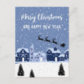 サンタとトナカイの青い雪 シーズンポストカード (正面)