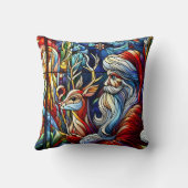 サンタとトナカイの鮮やかなステンドグラス クッション (裏面)