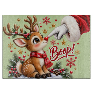 サンタとトナカイの鼻をぽん!キュートなクリスマス カッティングボード