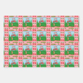 サンタとトナカイを連れたクリスマスゴルフ ラッピングペーパーシート (正面)