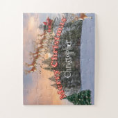 サンタとトナカイパーソナライズされた ジグソーパズル (縦)