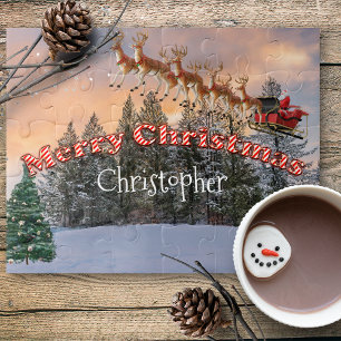 サンタとトナカイパーソナライズされた ジグソーパズル