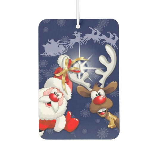 サンタとトナカイメリーのクリスマスハッピーアニメ カーエアーフレッシュナー (正面)