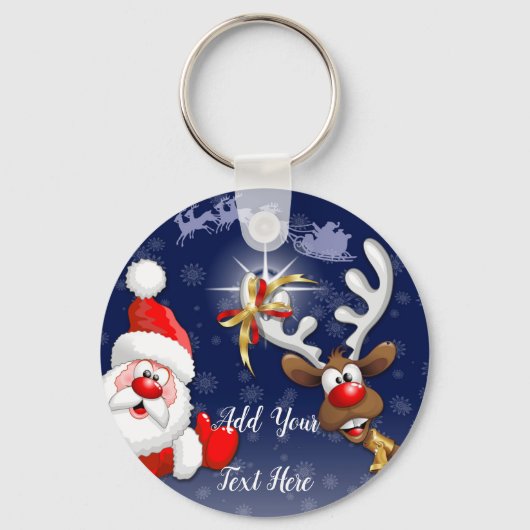 サンタとトナカイメリーのクリスマスハッピーアニメ キーホルダー (正面)
