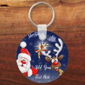 サンタとトナカイメリーのクリスマスハッピーアニメ キーホルダー (正面)