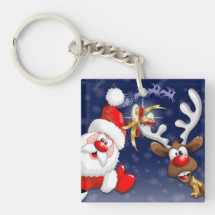サンタとトナカイメリーのクリスマスハッピーアニメ キーホルダー