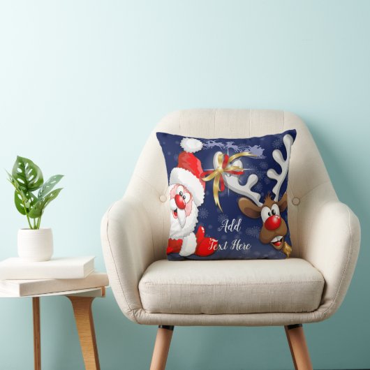 サンタとトナカイメリーのクリスマスハッピーアニメ クッション (椅子)
