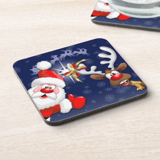 サンタとトナカイメリーのクリスマスハッピーアニメ コースター (左側)