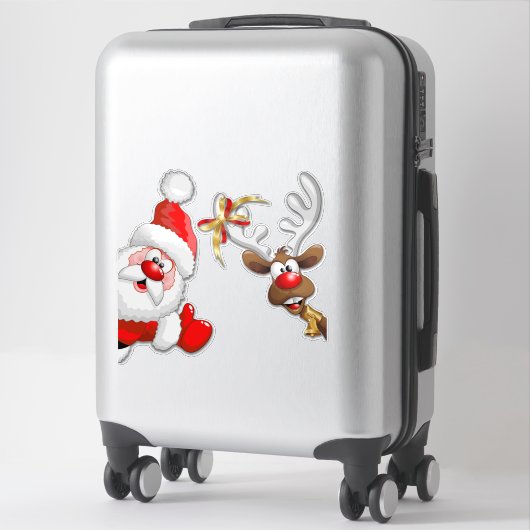 サンタとトナカイメリーのクリスマスハッピーアニメ シール (スーツケース)