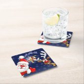 サンタとトナカイメリーのクリスマスハッピーアニメ スクエアペーパーコースター (インサイチュ)