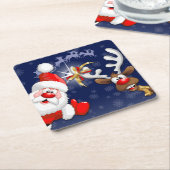 サンタとトナカイメリーのクリスマスハッピーアニメ スクエアペーパーコースター (アングル)