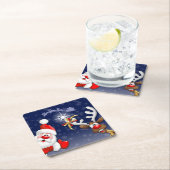 サンタとトナカイメリーのクリスマスハッピーアニメ スクエアペーパーコースター (インサイチュ)