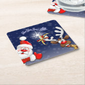 サンタとトナカイメリーのクリスマスハッピーアニメ スクエアペーパーコースター (アングル)