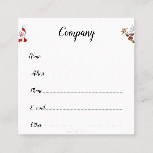 サンタとトナカイメリーのクリスマスハッピーアニメ スクエア名刺 (裏面)